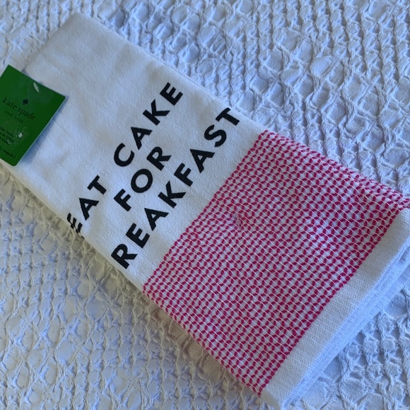 Kate Spade White Pink Kitchen  Towels Eat Cake For Breakfast - Picture 14 of 16